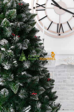 Artificial Christmas tree "Crystal" PVC white tips with crystals and red berries