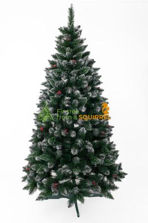 Artificial Christmas tree "Crystal" PVC white tips with crystals and red berries