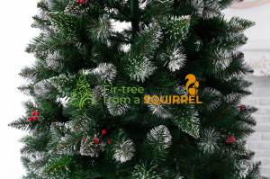 Artificial Christmas tree "Crystal" PVC white tips with crystals and red berries