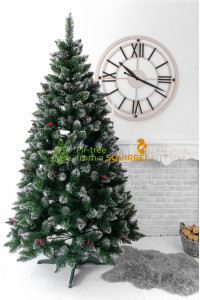 Artificial Christmas tree "Crystal" PVC white tips with crystals and red berries